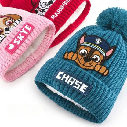 Paw Patrols Kid Warm Hat Anime Figure Cosplay Skye Chase Boys Girls Marshall Children Thermal Knitted Cap Birthday Gift Toy