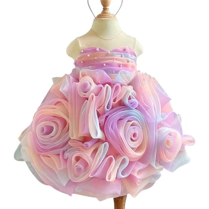 High Quality Beaded Rose Petal Tulle Floor-Length Mermaid Tail Lace Princess Dress for Baby Girls OEM ODM Fast Delivery Vietnam