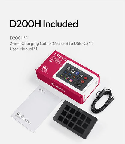 Ulanzi D200H Live Streaming Controller 13 LCD Keys for Tiktok Youtube Vlog Content Creation Photo Video Editing Gaming Office
