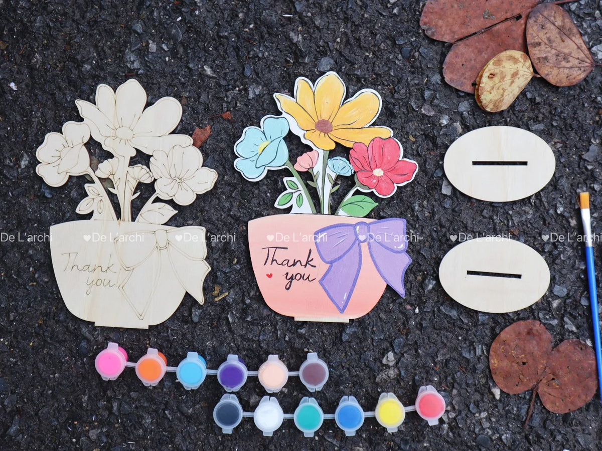 Delarchi Creative Folk Art Wooden Flowers Craft Kit for Kids-Home Decoration Vietnam Inspired Ages 4-12