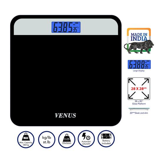 Temper Glass Bathroom Scale with LCD Display 180kg Capacity Slim Compact Portable Digital Body Weight Floor Scale Household Use