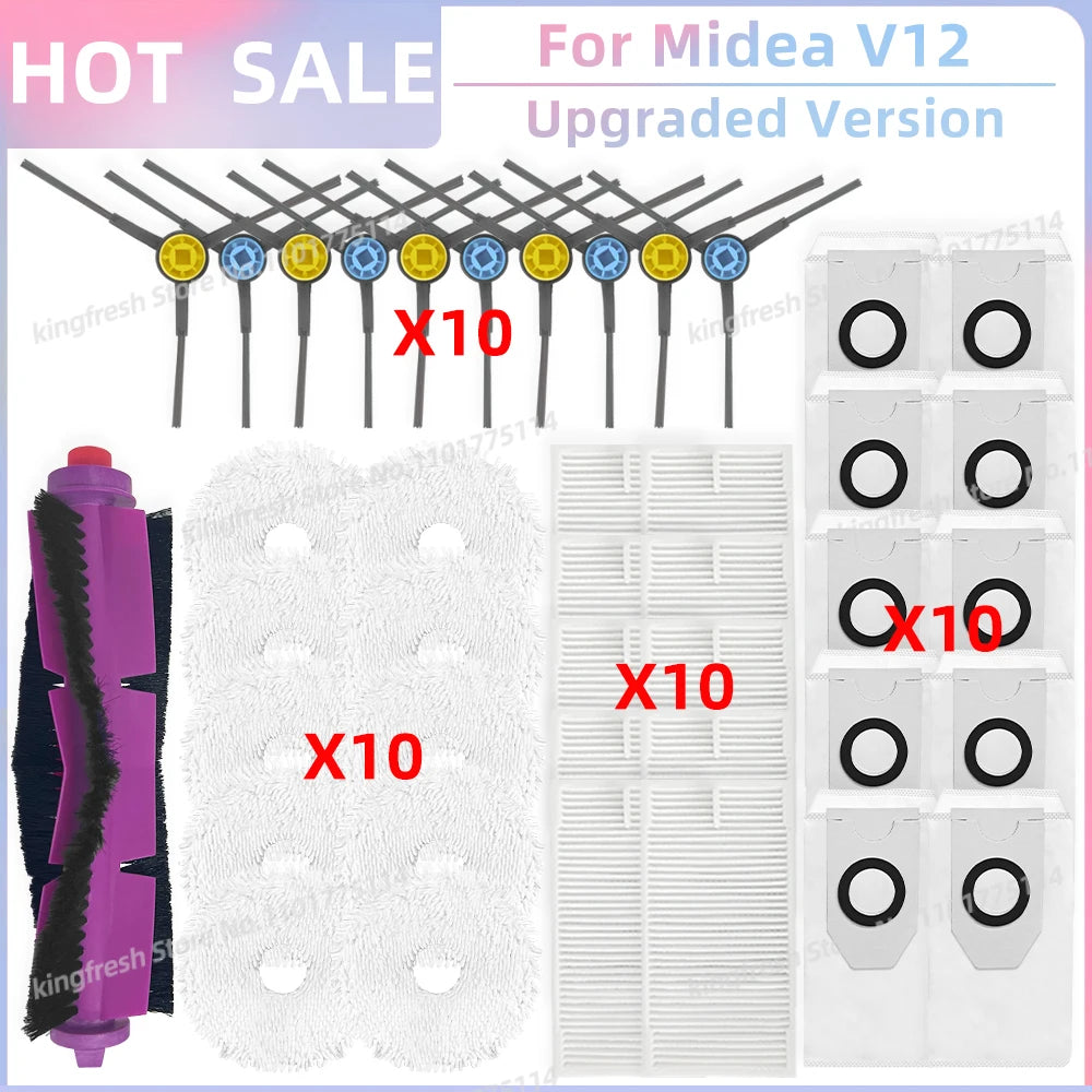 Fit for 미디어 Midea V12 / Eureka J12 Ultra Replacement Parts Accessories Main Roller Side Brush Hepa Filter Mop Cloth Dust Bag