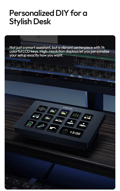 Ulanzi D200H Live Streaming Controller 13 LCD Keys for Tiktok Youtube Vlog Content Creation Photo Video Editing Gaming Office