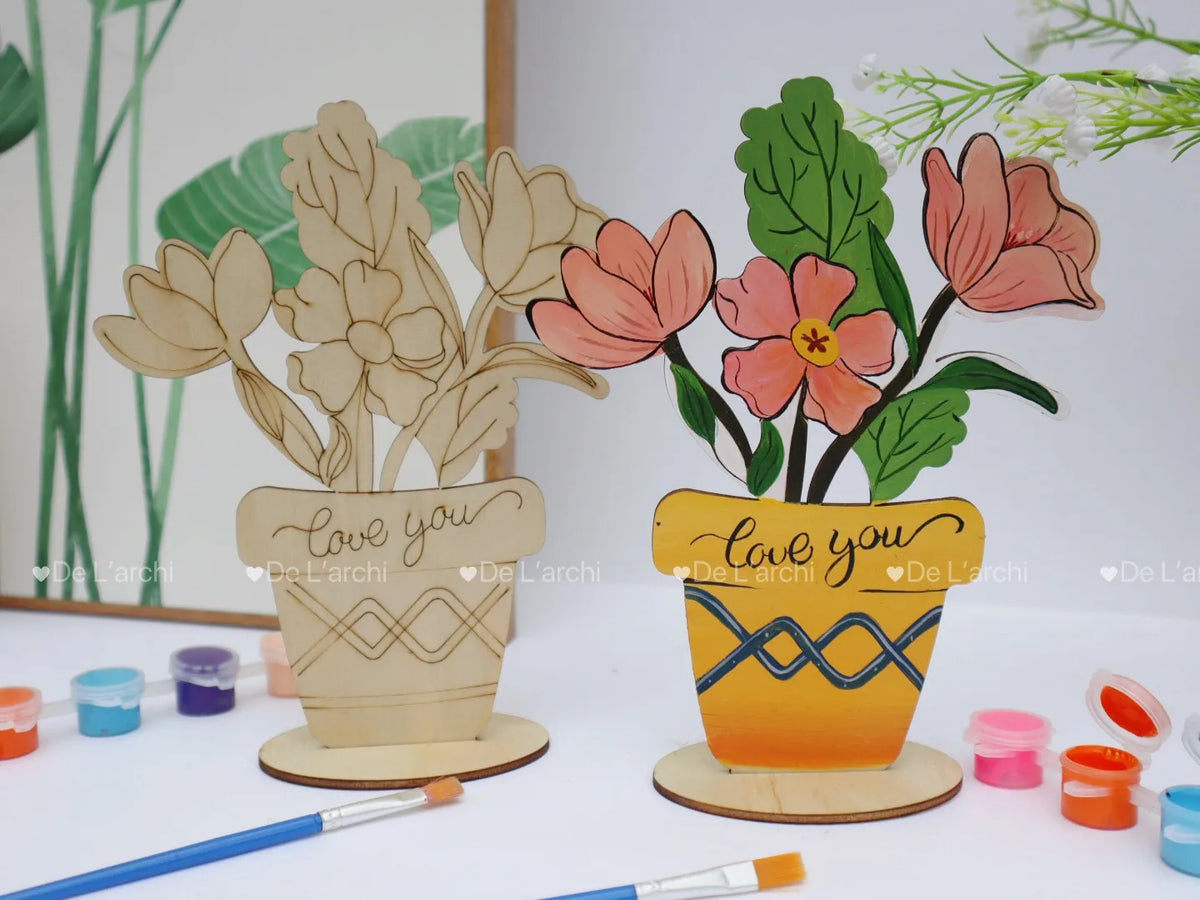 Delarchi Creative Folk Art Wooden Flowers Craft Kit for Kids-Home Decoration Vietnam Inspired Ages 4-12