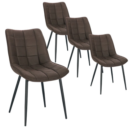 4PCs/Set Faux Leather/Fabric/Velvet/Linen Kitchen Chair  Dining Chairs Stable Metal Legs Upholstered Seat Kitchen Furniture