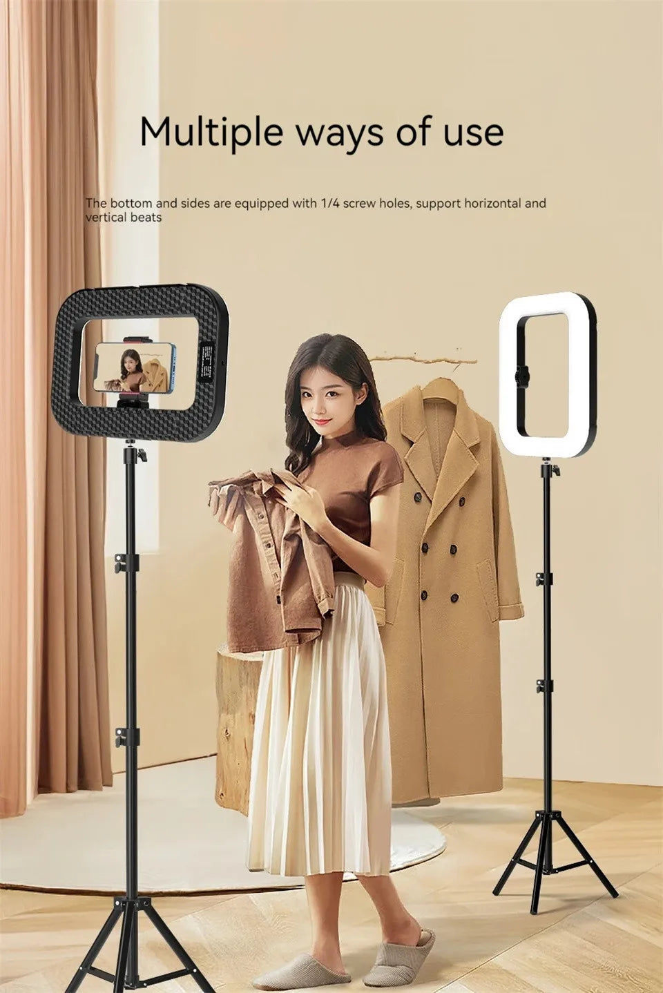 VBNBV New Handheld Ring LED Rechargeable Fill light Portable Mobile Phone Live Broadcast Photography Desktop Selfie Light ﻿