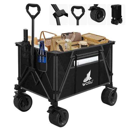WOLTU Foldable Handcart Transport Trolley with Brakes for All Terrain Beach Garden Camping Picnic Shopping Outdoor