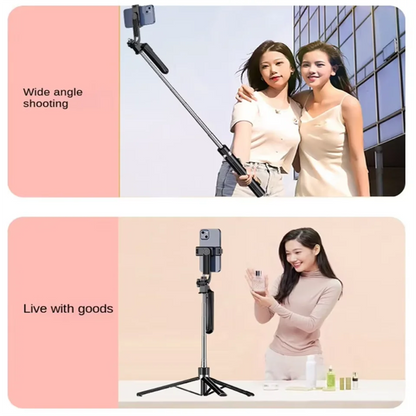 FANGTUOSI 1.7M 360 ° rotation Selfie Stick Wireless Tripod Stand with Light Bluetooth Remote Extendable phone holder for Tlktok
