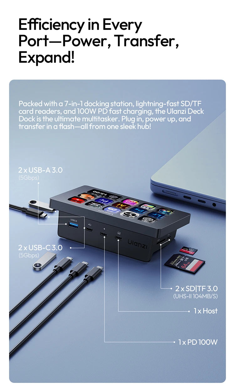 Ulanzi D200H Live Streaming Controller 13 LCD Keys for Tiktok Youtube Vlog Content Creation Photo Video Editing Gaming Office