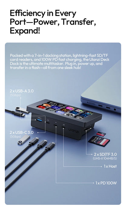 Ulanzi D200H Live Streaming Controller 13 LCD Keys for Tiktok Youtube Vlog Content Creation Photo Video Editing Gaming Office