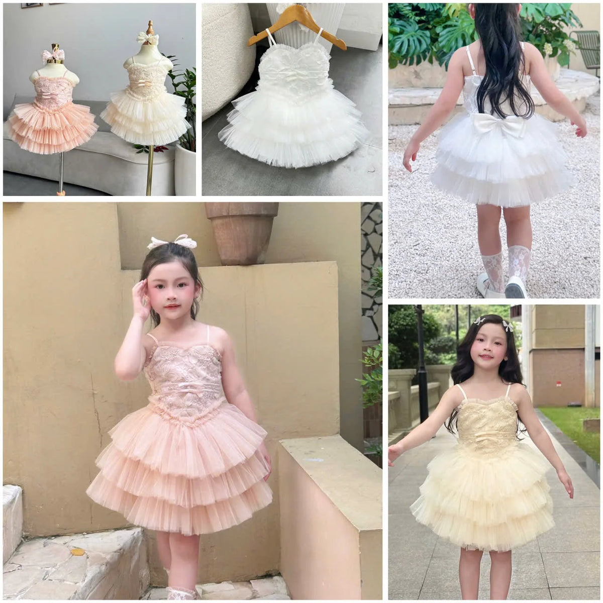3-Tier Lace Sleeveless Beaded Knee-Length Princess Dress Baby Girls Summer Wedding Ceremony Birthday Party ODM Eco-Friendly