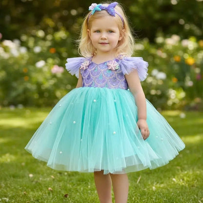 Mermaid Princess Dress for Girls Sparkly Birthday Party Gown Kids Costume Outfit Nhung Nguyen Prince Dress Baby