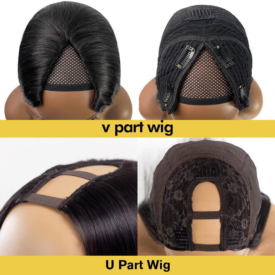 Deep Curly V Part Wig Human Hair No Leave Out Brazilian Deep Wave Human Hair Wigs for Women U Part No Glue Virgin Wigs On Sale