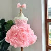 Rose Petal Tulle Beaded Princess Dress for Baby Girls High Quality Floor-Length Mermaid Tail Gown Fast Delivery OEM ODM Made