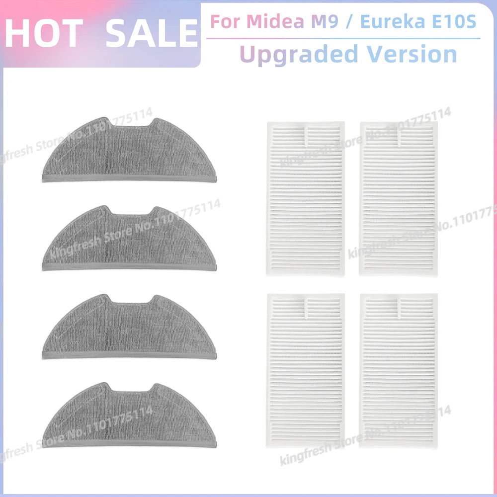 Fit For ( Midea M9, Eureka E10S, Eureka E20 Plus, Midea VCR S10 Plus, PObode A8 ) Parts Main Roller Side Brush Filter Mop Cloth
