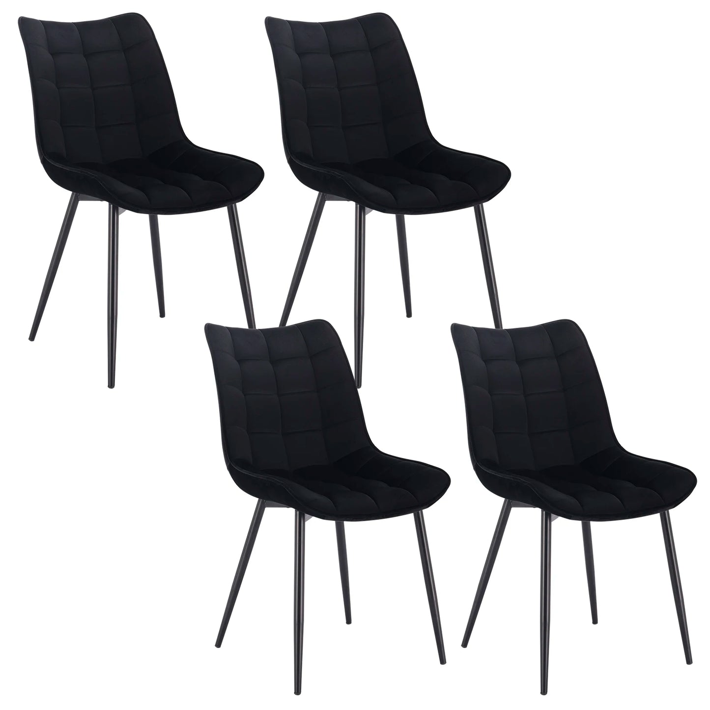 4PCs/Set Faux Leather/Fabric/Velvet/Linen Kitchen Chair  Dining Chairs Stable Metal Legs Upholstered Seat Kitchen Furniture