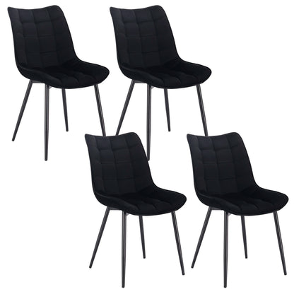 4PCs/Set Faux Leather/Fabric/Velvet/Linen Kitchen Chair  Dining Chairs Stable Metal Legs Upholstered Seat Kitchen Furniture