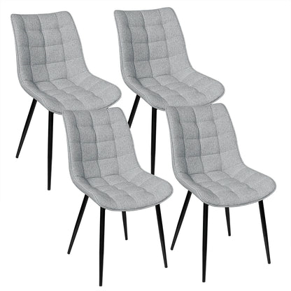4PCs/Set Faux Leather/Fabric/Velvet/Linen Kitchen Chair  Dining Chairs Stable Metal Legs Upholstered Seat Kitchen Furniture