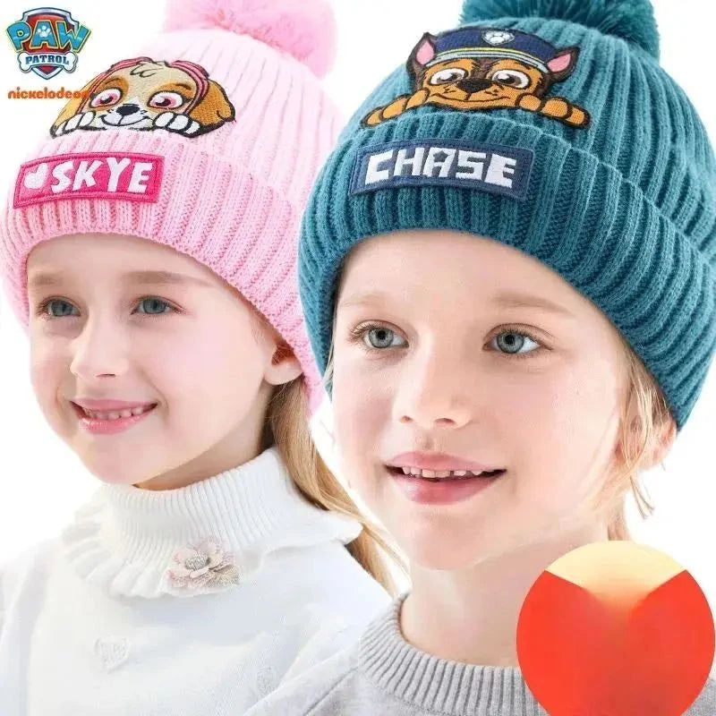 Paw Patrols Kid Warm Hat Anime Figure Cosplay Skye Chase Boys Girls Marshall Children Thermal Knitted Cap Birthday Gift Toy