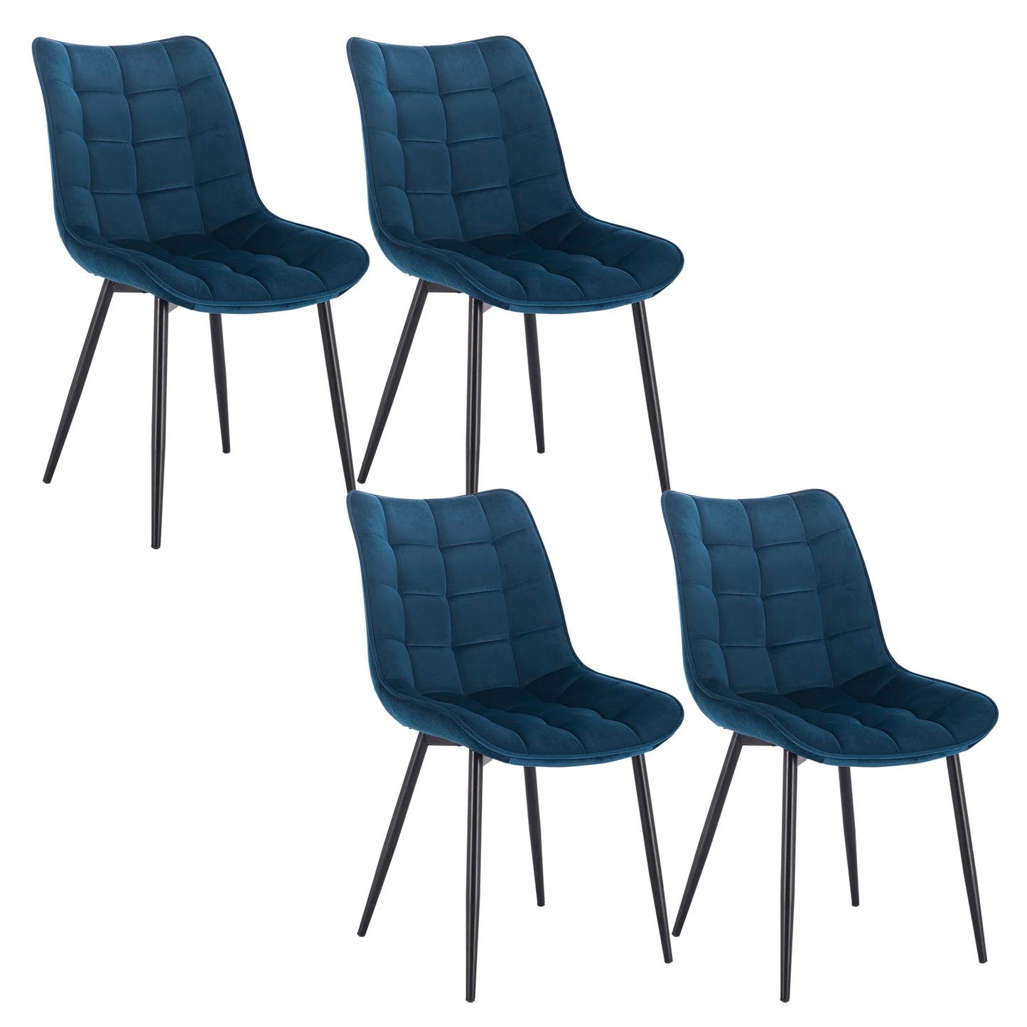 4PCs/Set Faux Leather/Fabric/Velvet/Linen Kitchen Chair  Dining Chairs Stable Metal Legs Upholstered Seat Kitchen Furniture