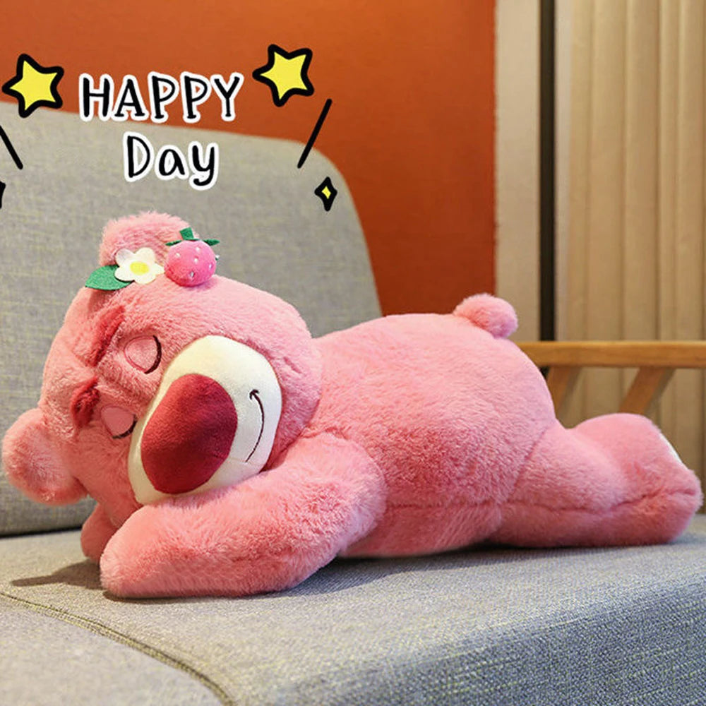 Disney Toy Story Lotso Cute Bear Strawberry Sofa Plush Pillow Stuffed Toys Children Girls Friends Festivals Birthday Gift