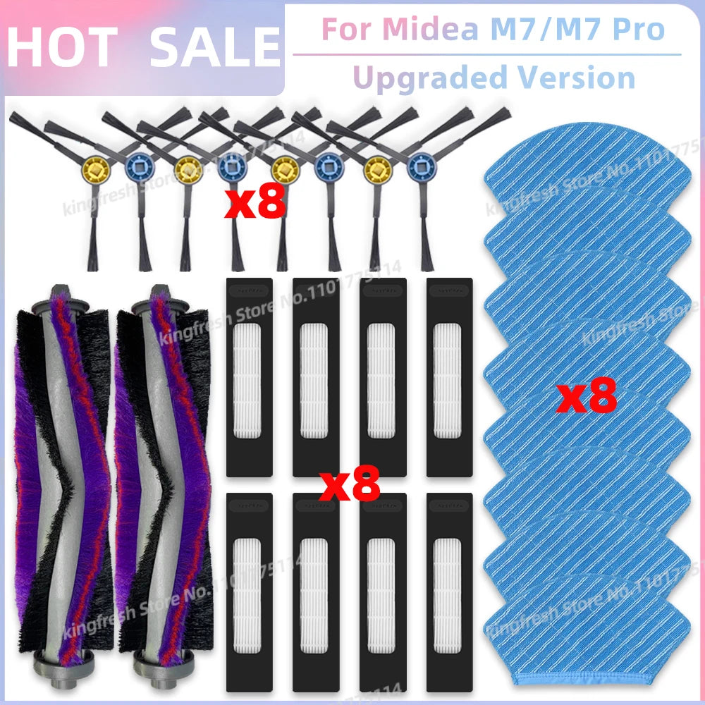 Fit For ( Midea M7 / M7 Pro / M7 EVO, Eureka NER700 ) Vacuum Parts Main Roller Side Brush Hepa Filter Mop Cloth Accessories