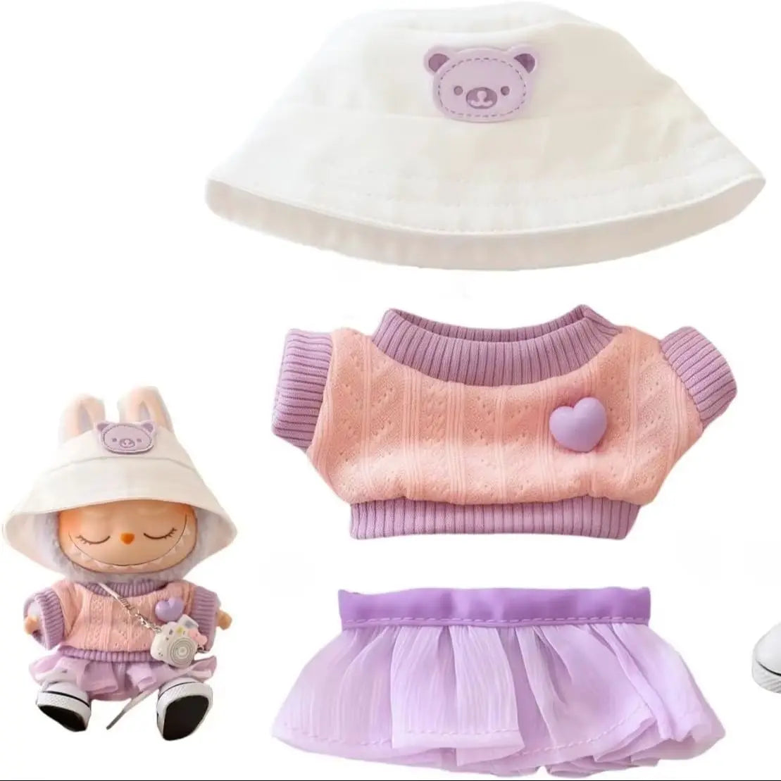 Mini Plush Doll'S Clothes Outfit Accessories For Korea Kpop Exo Labubu V1 V2 Idol Dolls Goose Dinosaur Macaron Clothing Gift