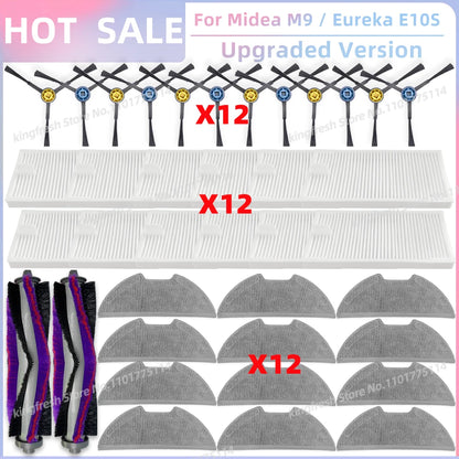 Fit For ( Midea M9, Eureka E10S, Eureka E20 Plus, Midea VCR S10 Plus, PObode A8 ) Parts Main Roller Side Brush Filter Mop Cloth