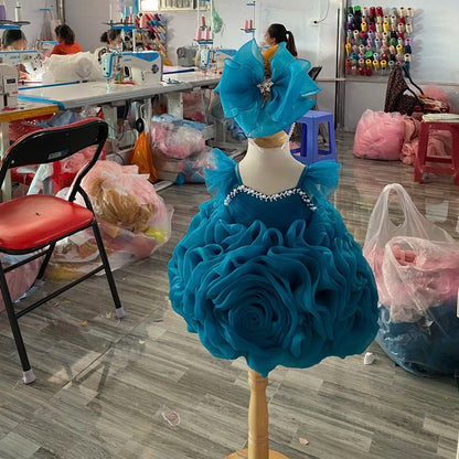 High Quality Rose Chiffon Princess Dress for Baby Girls by Nhung Nguyen OEM ODM Custom Made in Vietnam Kids Party Wear 1