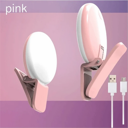 Mini Selfie Ring Light Portable LED Lamp USB Charging Photography Clip Ring Light Universal Mobile Phone Live Video Beauty Lamp