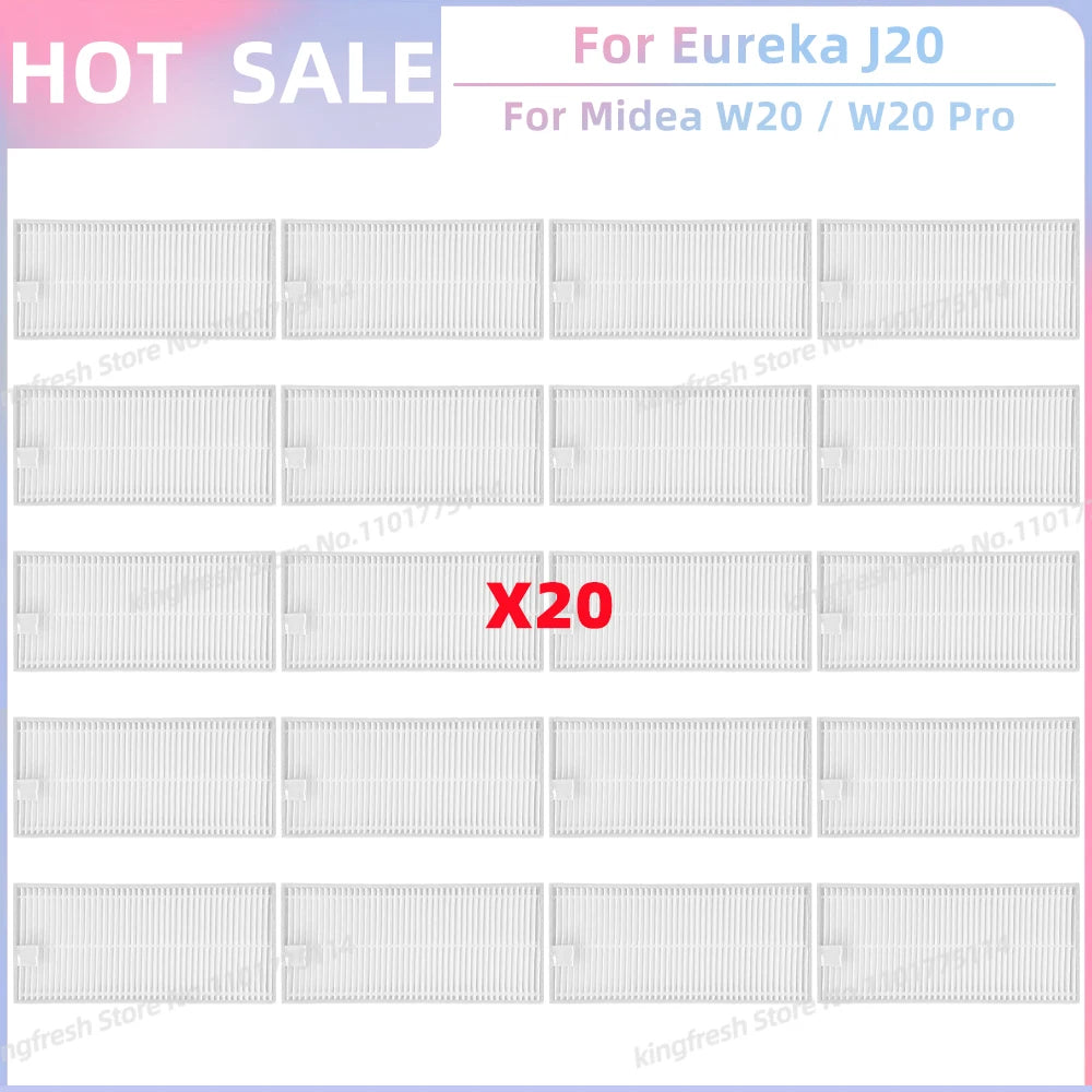 Fit For Eureka J20 / Midea W20 / W20 Pro Robot Vacuum Replacement Parts Main Roller Side Brush Hepa Filter Dust Bag Accessories