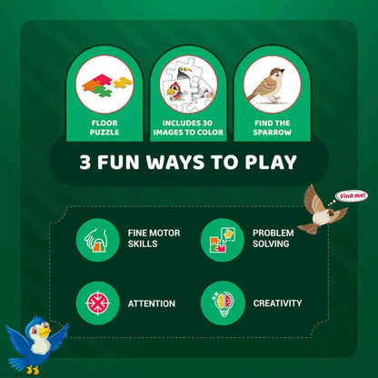 Colorful Bird Matching Activity Toy Find the Character Birds Educational Paper & Cardboard Puzzle Game for Kids Ages 2-7