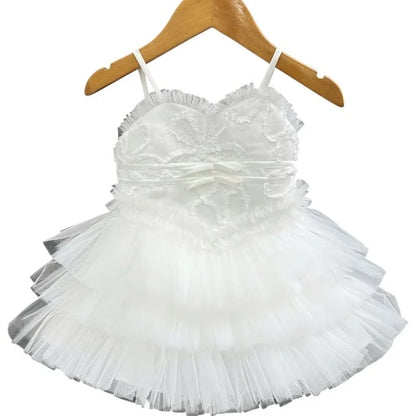 3-Tier Lace Sleeveless Beaded Knee-Length Princess Dress Baby Girls Summer Wedding Ceremony Birthday Party ODM Eco-Friendly