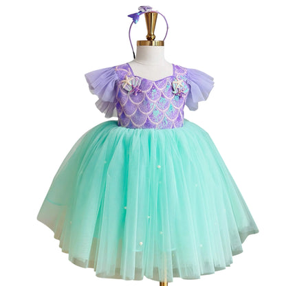 Mermaid Princess Dress for Girls Sparkly Birthday Party Gown Kids Costume Outfit Nhung Nguyen Prince Dress Baby