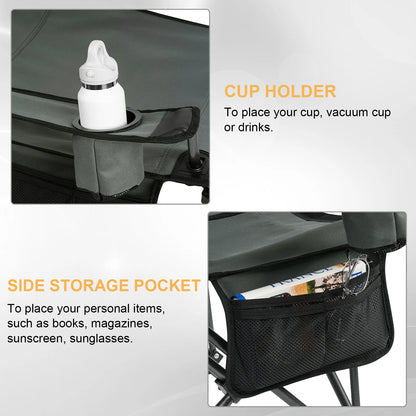 Folding Camping Chair  Lightweight Outdoor Chair Fishing Chair with Headrest Cup Holder Storage Carry Bag for Hiking Picnic Beac
