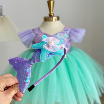 Mermaid Princess Dress for Girls Sparkly Birthday Party Gown Kids Costume Outfit Nhung Nguyen Prince Dress Baby