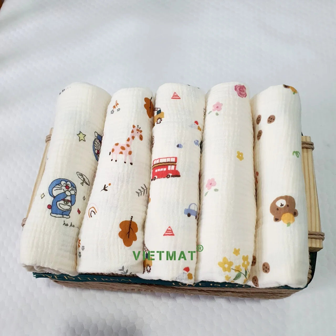 Wholesale Organic Cotton Printed Gauze Muslin Burp Cloth Newborns Soft Absorbent Baby Saliva Towel Customizable Kids Bathroom