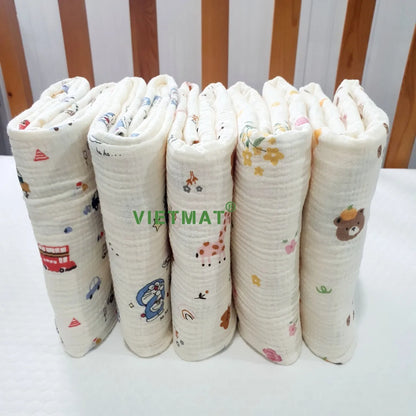 Wholesale Organic Cotton Printed Gauze Muslin Burp Cloth Newborns Soft Absorbent Baby Saliva Towel Customizable Kids Bathroom