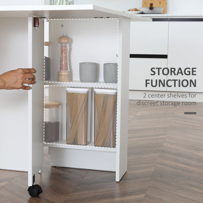 HOMCOM Mobiler Klapptisch mit 2 Rollen, Weiß