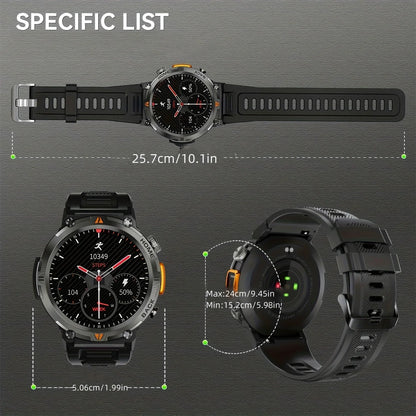 Sports Smart Watch KE3 for Men (Wireless Call Receive/answer), HD Screen Outdoor Rugged Smartwatch, Sports Fitness Tracker Watch