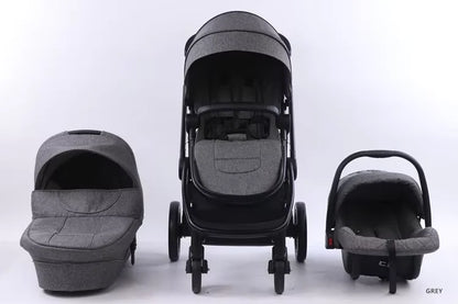 Portable 4-in-1 Baby Stroller with Adjustable Footrest and PU Wheels Sleeping Cot Carrying Basket-for Wholesaling