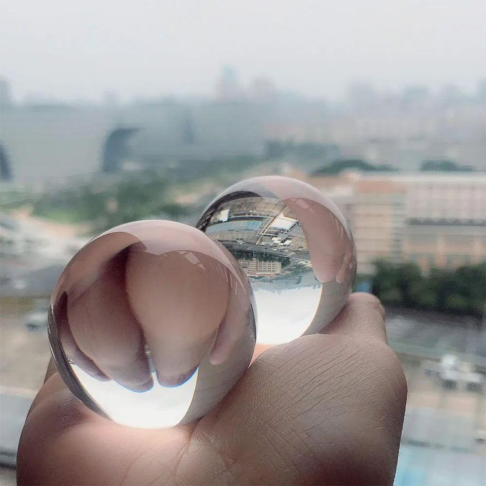 65mm Clear Acrylic Crystal Sphere with Wooden Stand Healing Crystal Ball for Meditation, Home Decoration Various Sizes