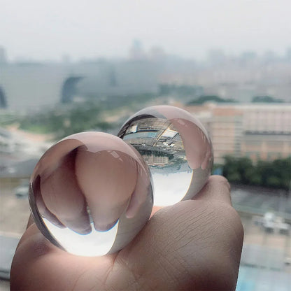 65mm Clear Acrylic Crystal Sphere with Wooden Stand Healing Crystal Ball for Meditation, Home Decoration Various Sizes