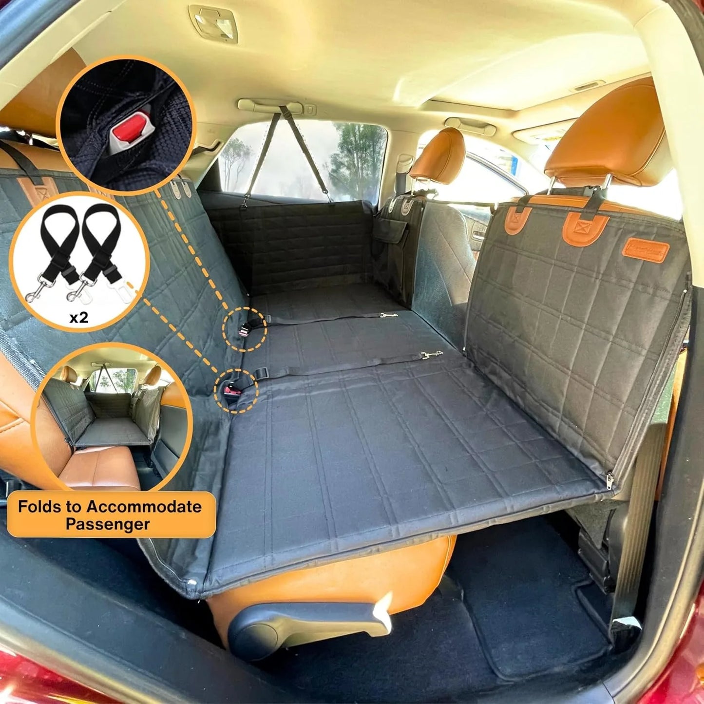 Pet Backseat Cover Protector Hard Bottom Extender Waterproof Pet Car Seat Cover