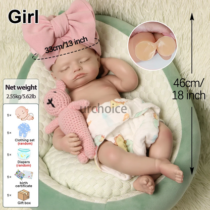 2.6kg  18" Lifelike Reborn Baby Dolls Girl Realistic Real Life Baby Dolls Soft Weighted Sleeping Newborn Reborn Doll for Kids