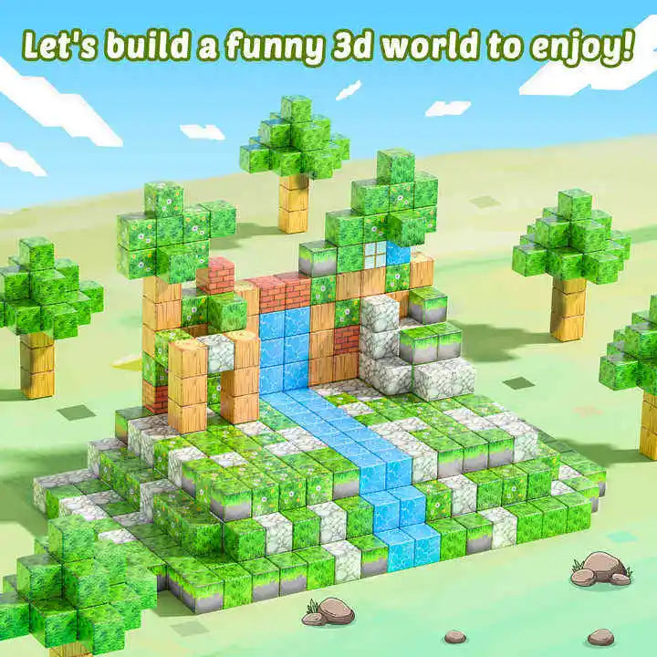 Magnetic Block Puzzles Creative DIY Educational Assembly Building Blocks Bagnetic Attraction 2.5cm Large Particle Kids Toys