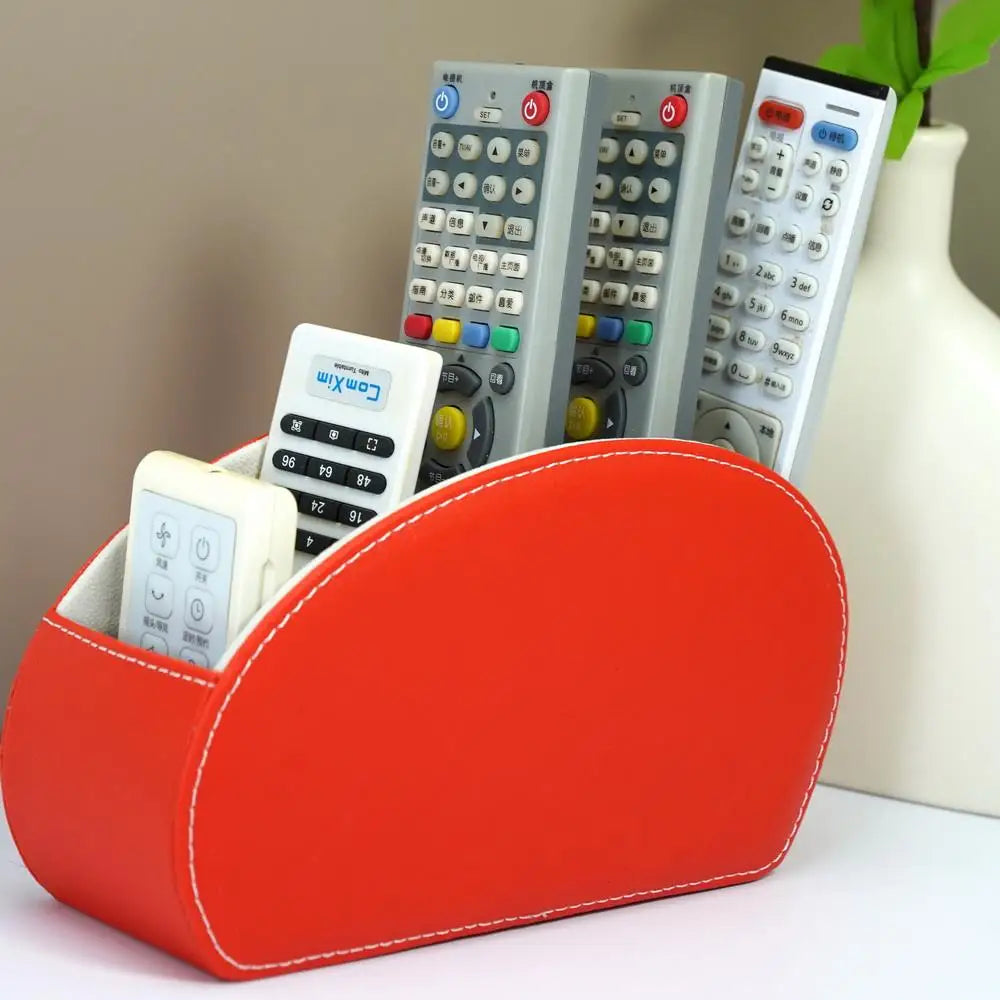 5-Compartment Remote Control Organizer Box - Multi-Functional Desktop Storage for TV/DVD/STB Remotes, Compact 27" Height,