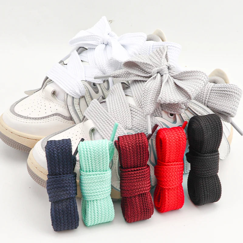 25mm Custom Colored Flat Elastic Polyester Shoelaces Colorful Printed Sneaker Shoe Laces