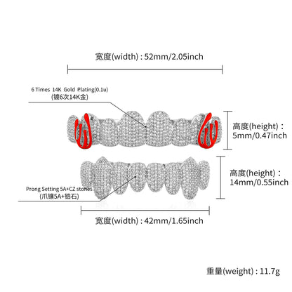 Hiphop Full Diamond Grillz Braces 8 Teeth Colorful Enamel Inlaid Diamond Online Shopping Seller Special Supply