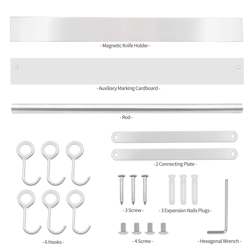 Knife Holder Rack  Wall Mounted Strength Holder Magnet Knife Magnetic Holder with Hooks for Kitchen